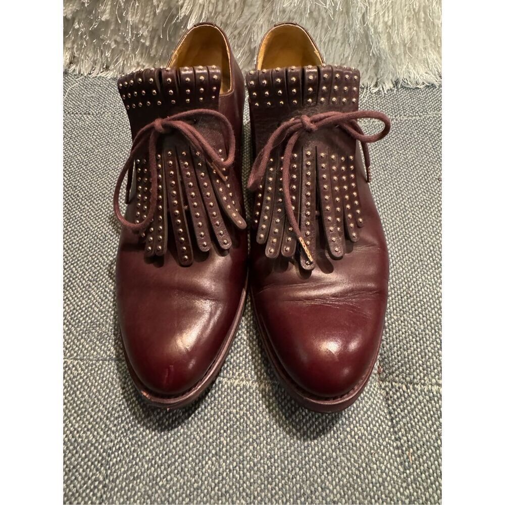THE OFFICE OF ANGELA SCOTT Ms. Jane Burgundy Leather Women's Kiltie Oxford. 37.5 - Picture 2 of 8